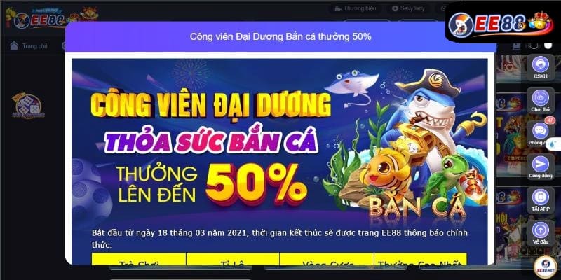 Khuyến mãi EE88 dành cho game bắn cá