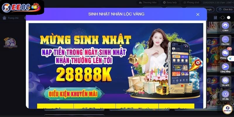 Khuyến mãi EE88 chúc mừng sinh nhật thành viên